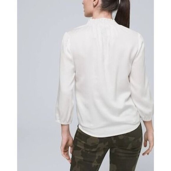 White House Black Market Pretty Essential Blouse With Tie Waist NWT Small - Picture 4 of 8